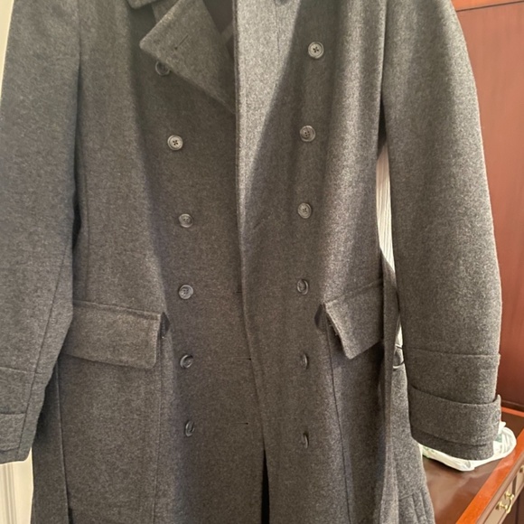 Burberry Brit Grey Wool Double Breasted Belted Coat - Picture 8 of 17